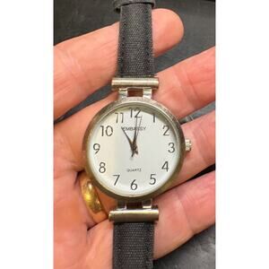 Women's 37mm Silver Tone embassy Watch, Black Fabric Band